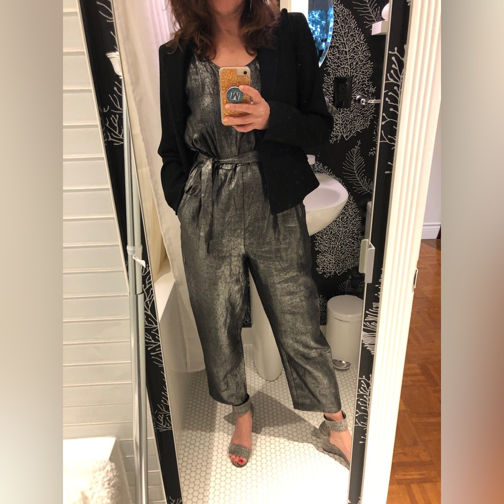 ELK Australia, black/silver linen jumpsuit, size 4 - Picture 8 of 8